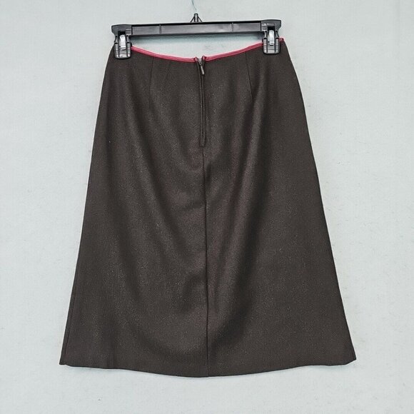 Sisley Wool Silk A-Line Skirt Womens 38 Brown Twill Made In Italy Designer Chic - Picture 8 of 9